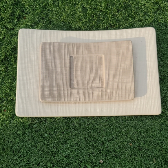 Partylite Cream & Tan 2 Linen Pillar Holders Set